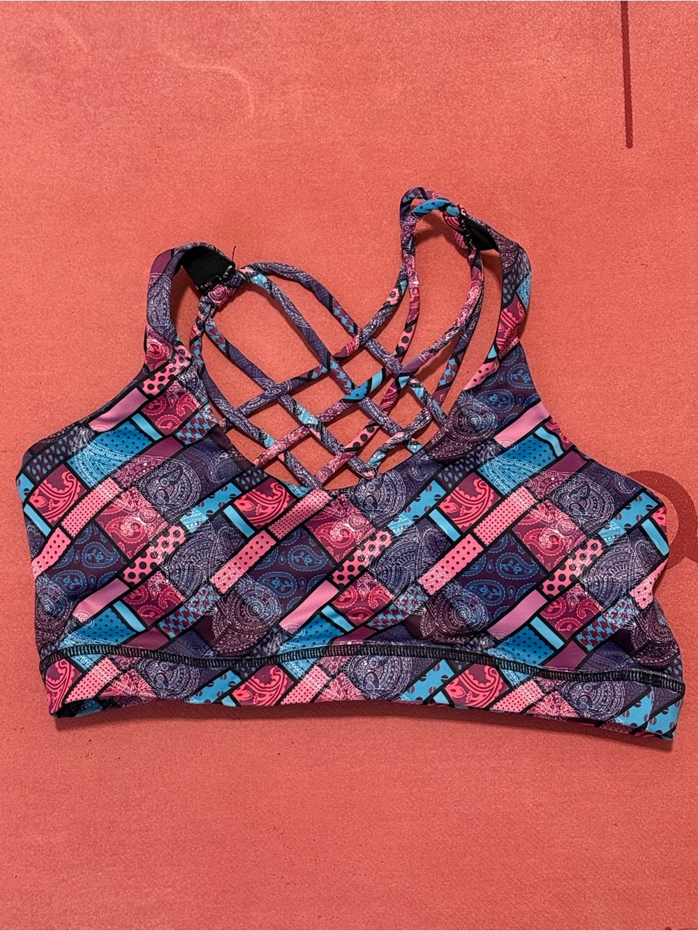 Constantly Varied Gear Pink, Blue & Purple Lattice-Back Sports Bra